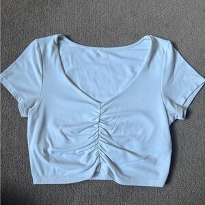 Offline by Aerie White Ruched V-Neck Crop Top - Women